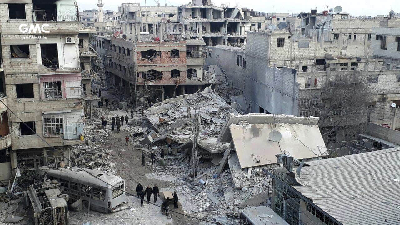 Ausgebombt und fast völlig zerstört: das syrische Rebellengebiet Ost-Ghuta. Ausgebombt und fast völlig zerstört: das syrische Rebellengebiet Ost-Ghuta.