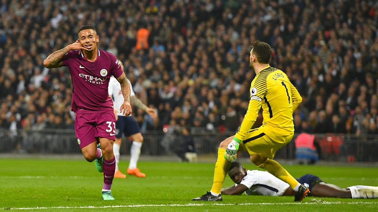 Citys Gabriel Jesus bejubelt seinen Treffer zum 1:0 gegen Tottenham.