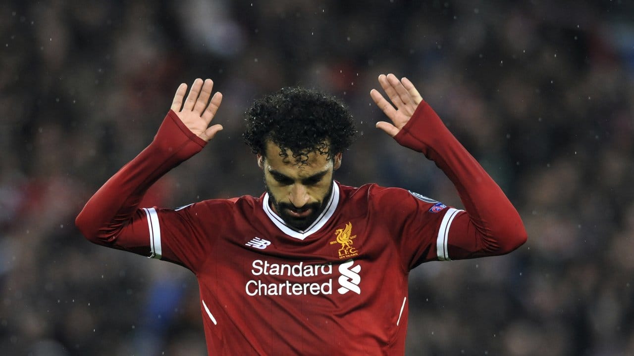 Mohamed Salah feiert seinen Treffer zweiten Treffer gegen den AS Rom.