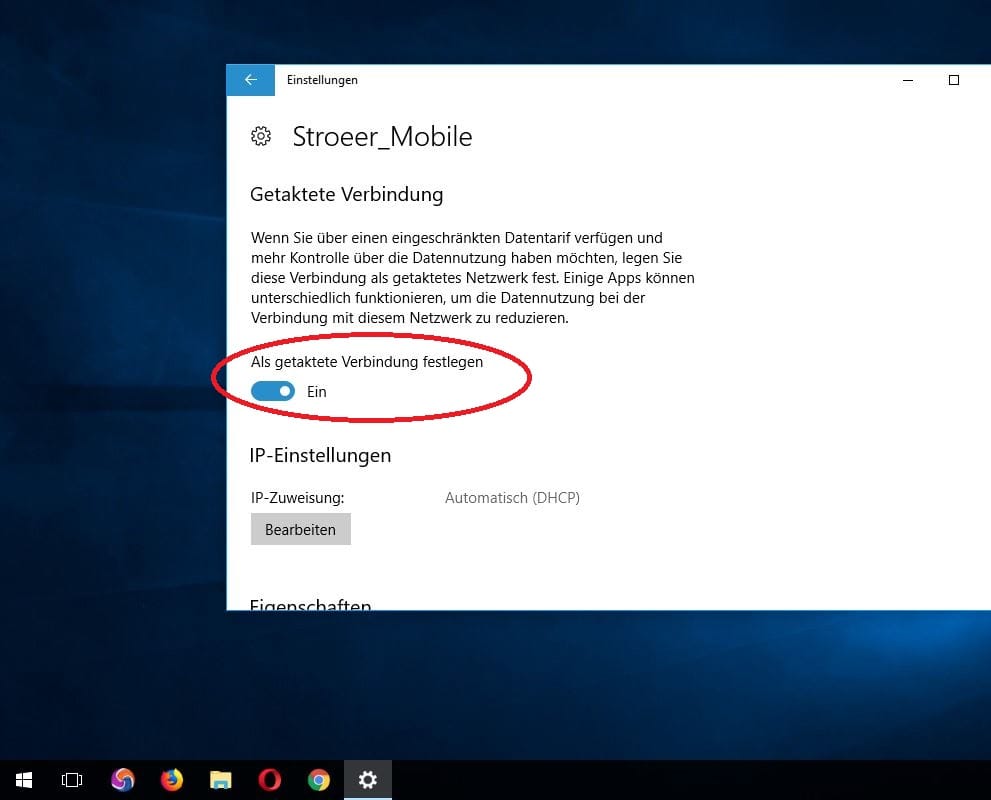 Nun suchen Sie "Als getaktete Verbindung festlegen" und schalten die Option ein. So unterbinden Sie die meisten Windows Updates.