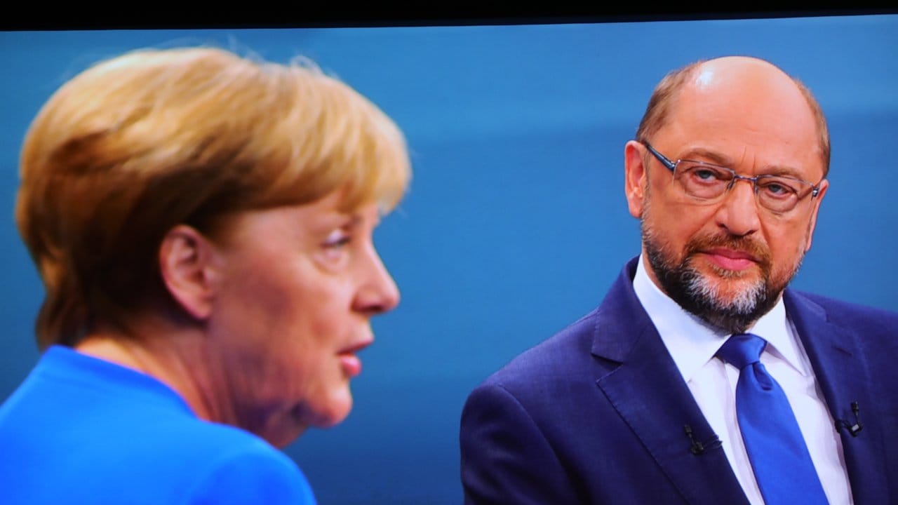 Screenshot des TV-Duellls zwischen Angela Merkel und dem SPD-Kanzlerkandidaten Martin Schulz. Screenshot des TV-Duellls zwischen Angela Merkel und dem SPD-Kanzlerkandidaten Martin Schulz.