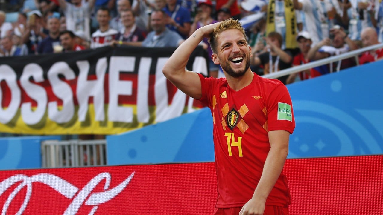 Dries Mertens bejubelt sein Treffer zum 1:0 für Belgien.