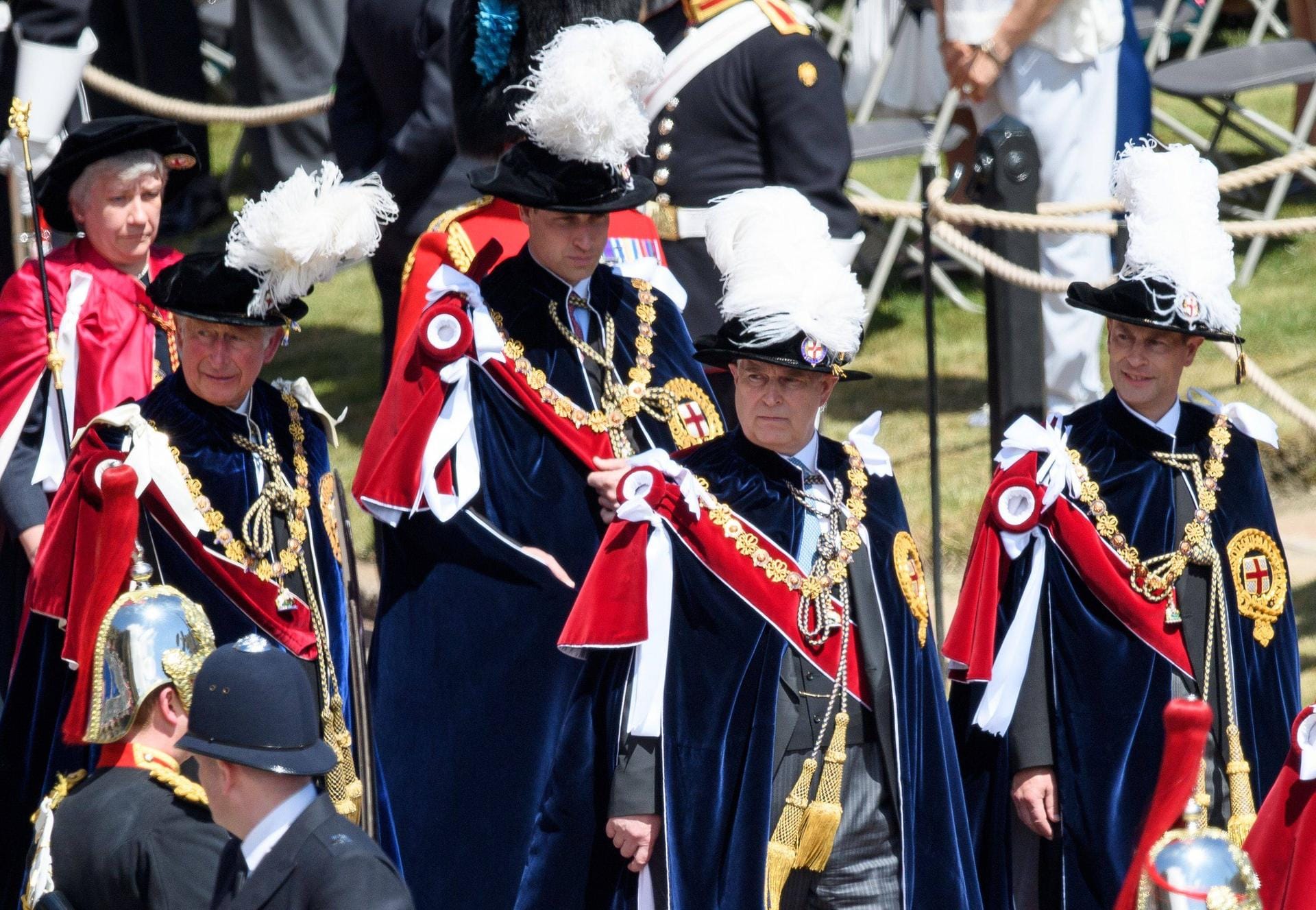 Die männlichen Royals: Prinz Charles, Prinz William, Prinz Andrew und Prinz Edward beim Garter Day.