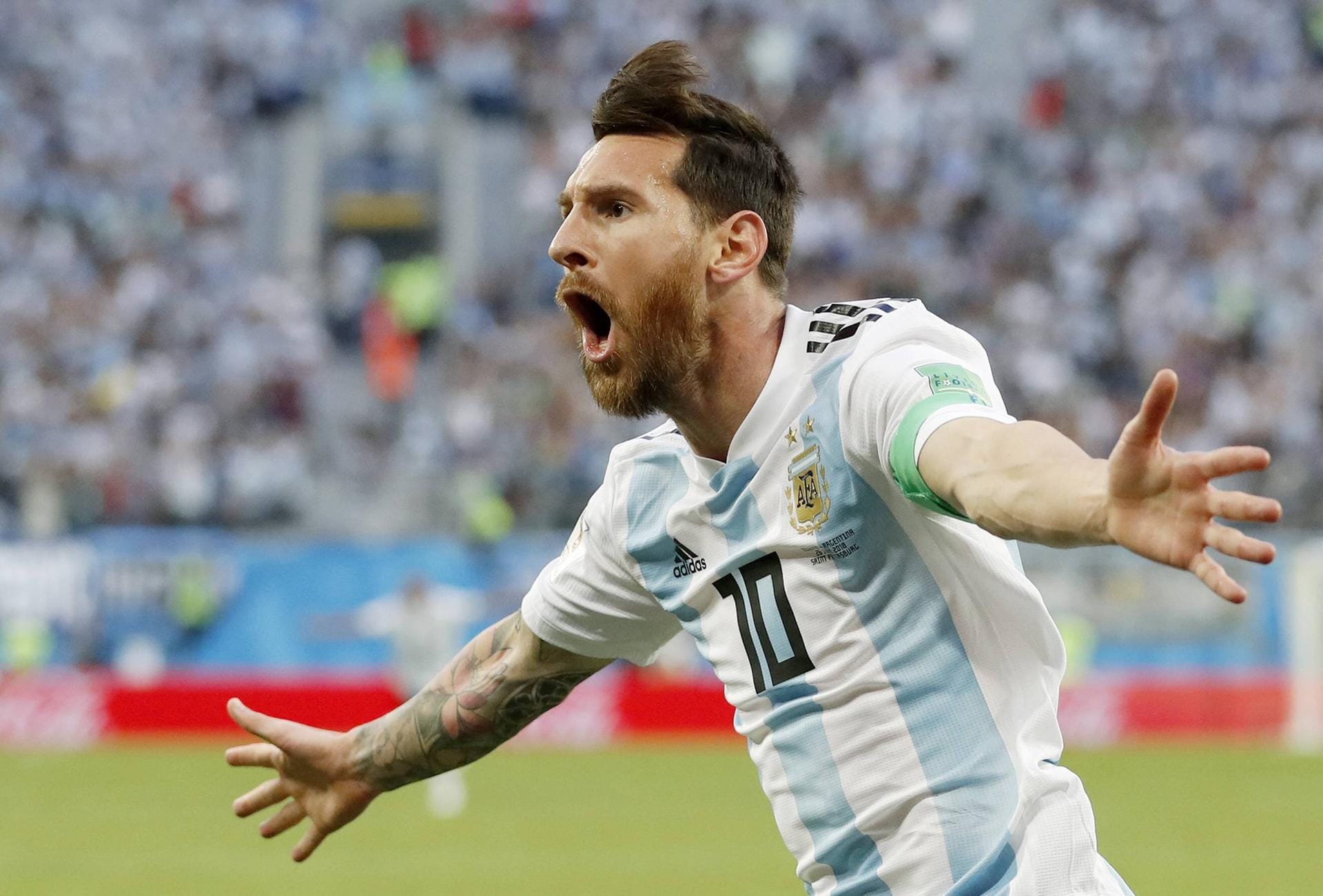 Lionel Messi jubelt nach Traumtor: Gegen Nigeria erzielt der Superstar sein erstes Turniertor.