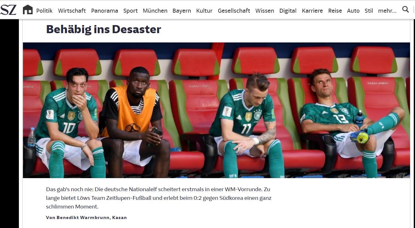 "Behäbig ins Desaster": Die erste Zusammenfassung der "Süddeutschen Zeitung" online.