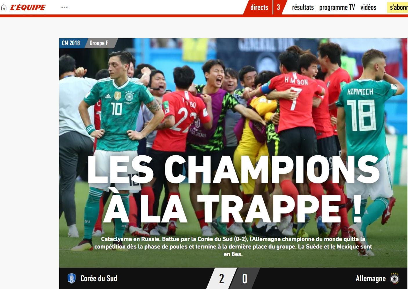 "Der Weltmeister in der Falle", kommentiert die französische Sportzeitung L`Équipe.