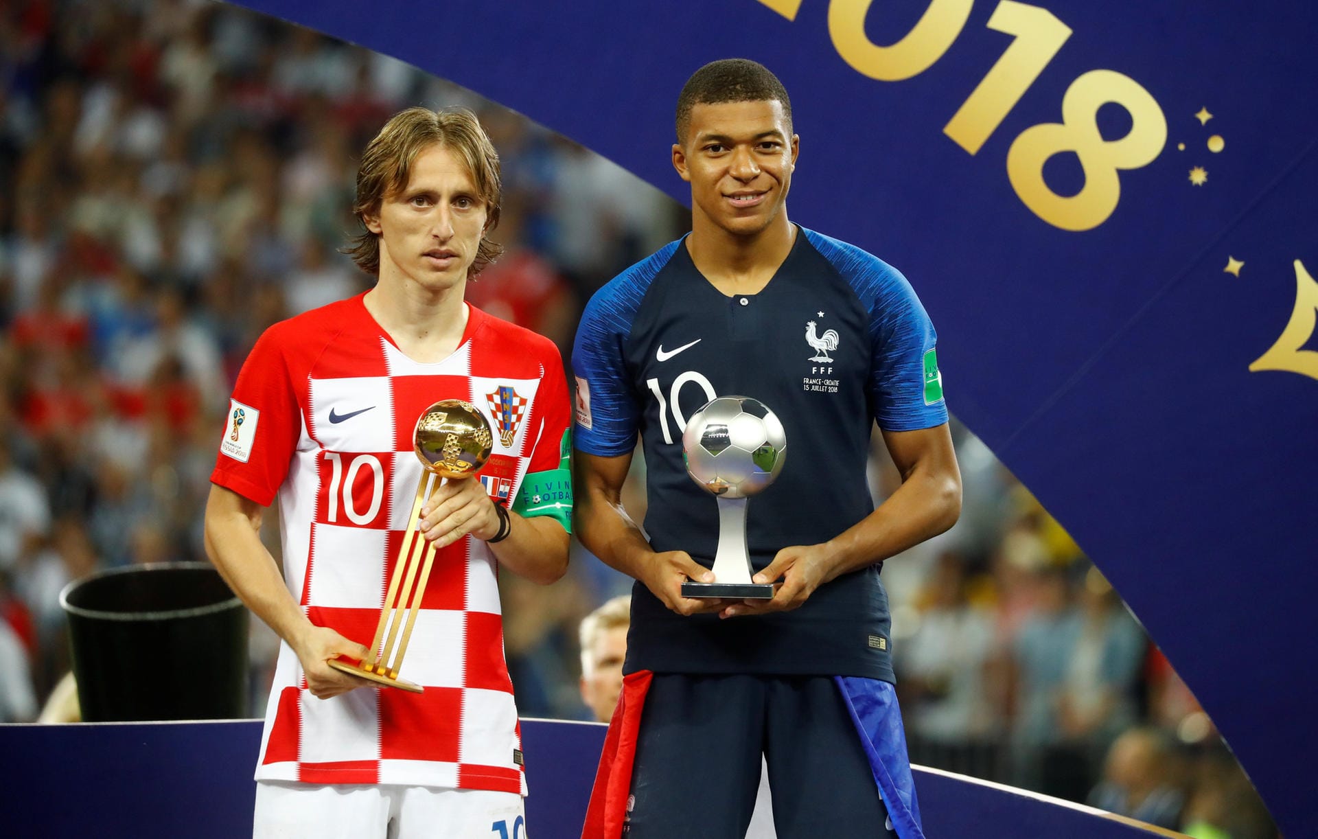 Der Spieler des Turniers und der beste Nachwuchsspieler: Luka Modric und Kylian Mbappé.