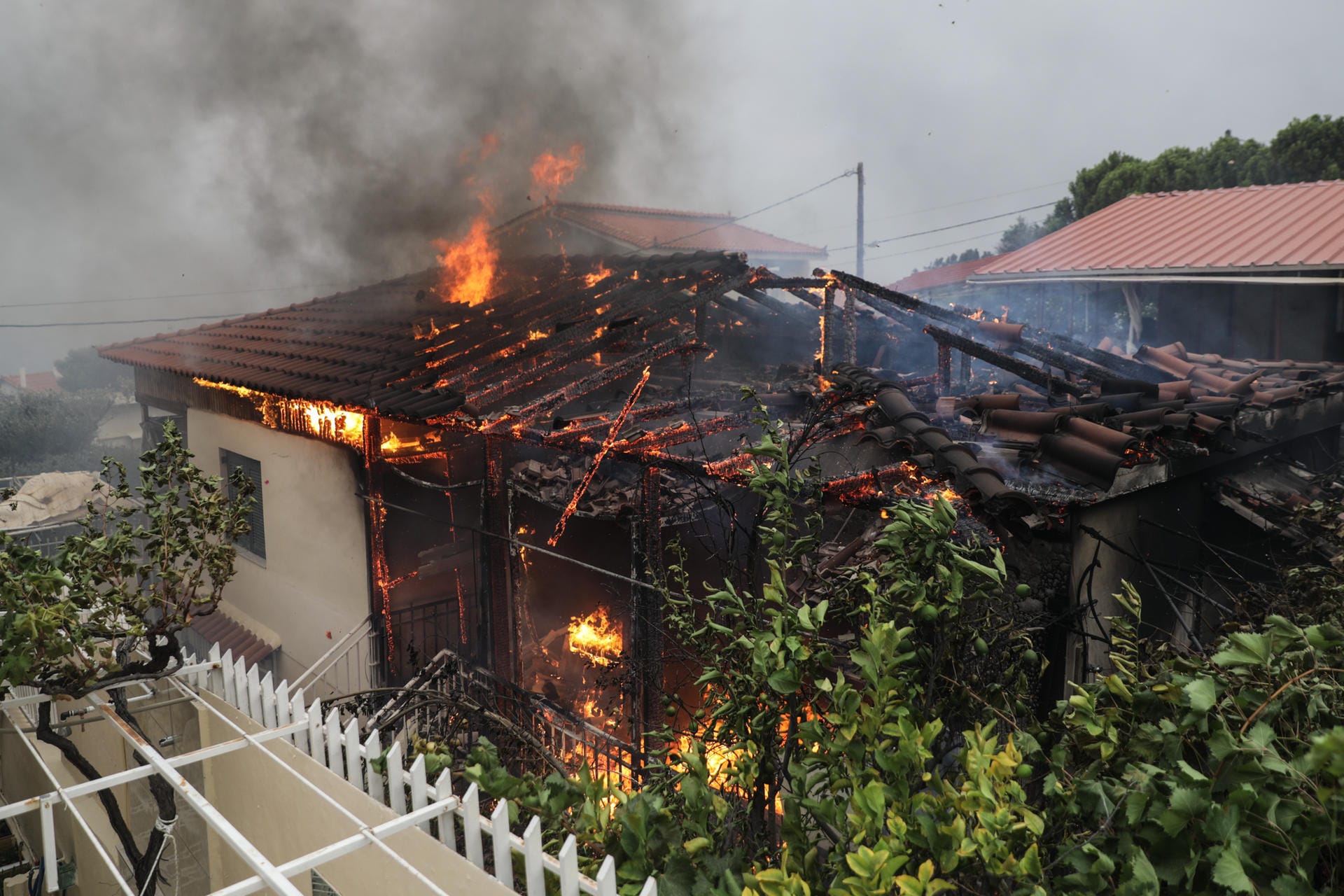 Auch in Kineta, westlich von Athen, brannten Häuser ab.