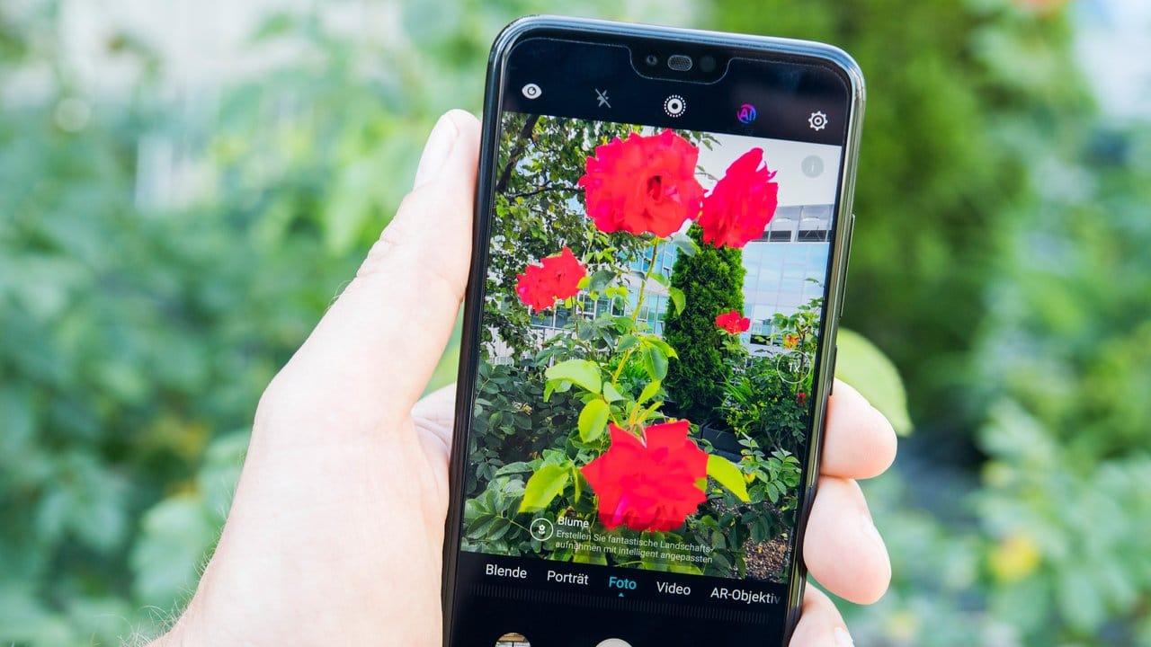 Im AI-Kameramodus erkennt das Honor 10 zum Beispiel Blumen und passt die Einstellungen für besonders schöne Farben an. Im AI-Kameramodus erkennt das Honor 10 zum Beispiel Blumen und passt die Einstellungen für besonders schöne Farben an.