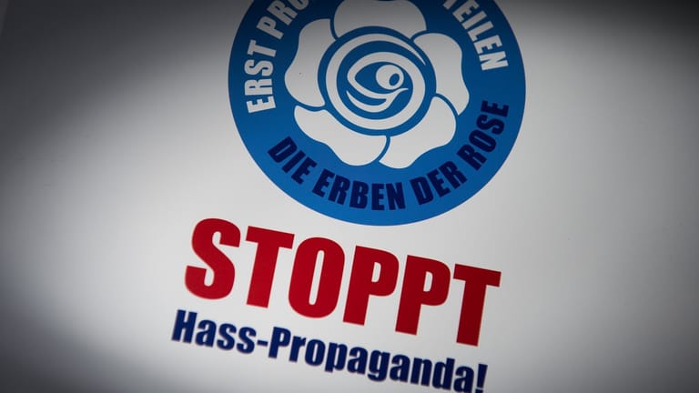 Das Logo eines Potsdamer Bürgervereins mit dem Namen "Stoppt Hass-Propaganda! Erst prüfen, dann teilen".