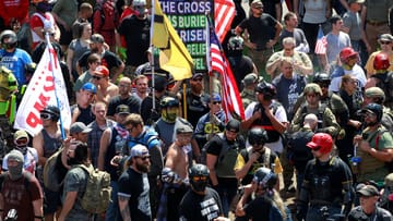 Unterstützer der Patriot Prayer Group bei dem Aufmarsch in Portland: Rechtsextreme Gruppen hatten zu dem Protest aufgerufen.