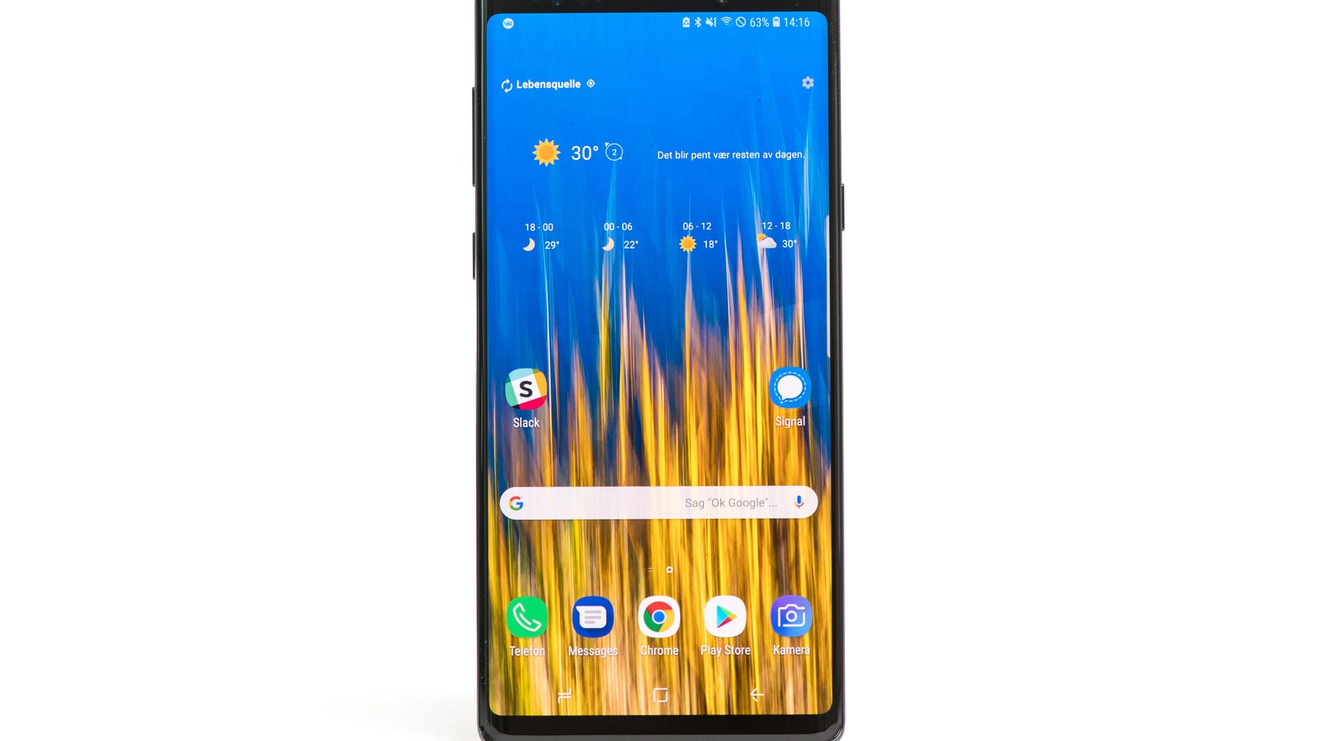 Frontalansicht des Galaxy Note 9 von Samsung