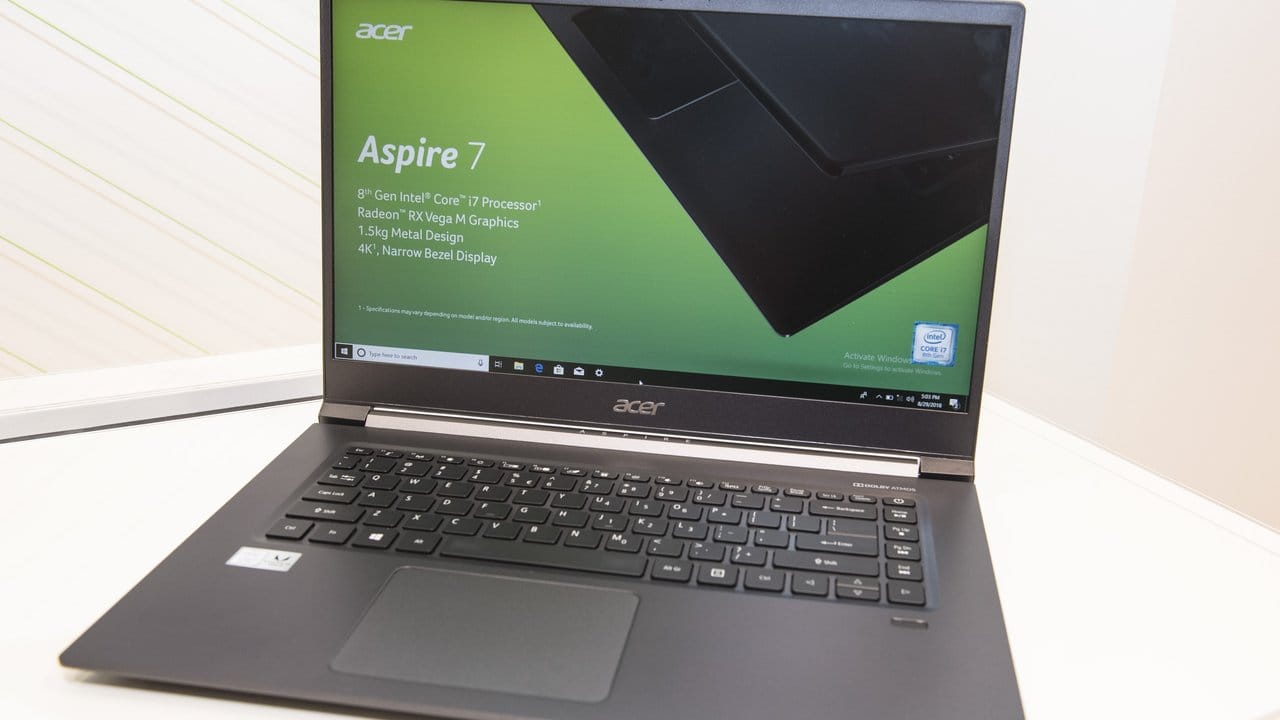 15 Zoll groß und 1,5 Kilogramm schwer ist das neue Notebook Aspire 7 von Acer.