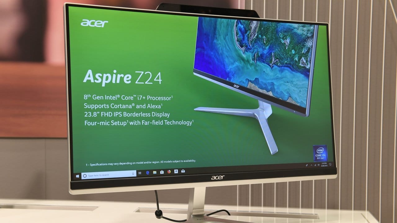 Nahezu randloses Display mit Stereolautsprechern und vier digitalen Mikrofonen: Acer präsentiert zur IFA 2018 den All-in-One-Rechner Aspire Z24.