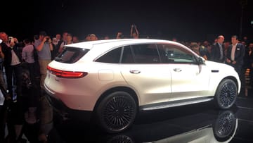 The first fully electric Mercedes car EQC is seen at a presentation in Stockholm
