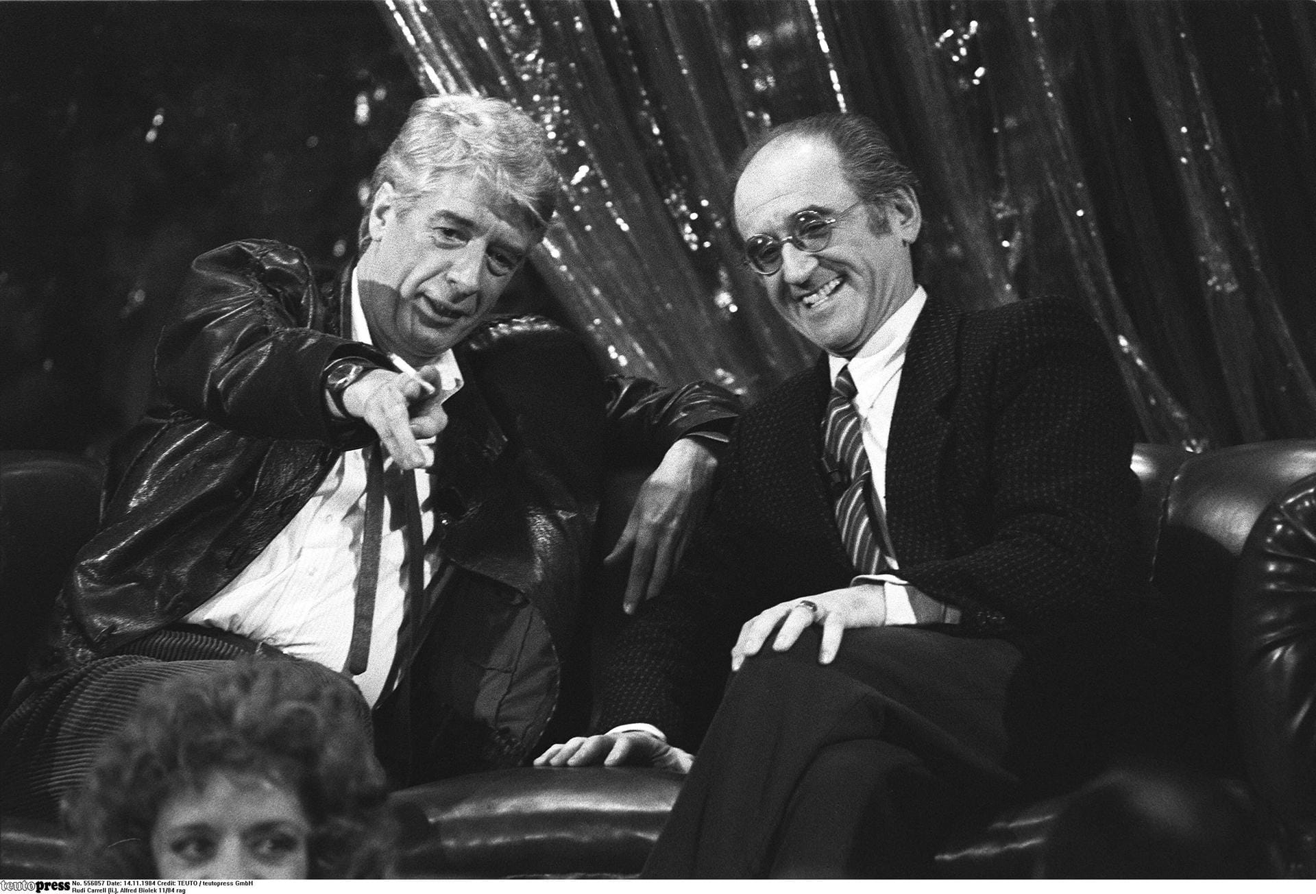 Zwei Entertainer unter sich: Rudi Carrell (l.) und Alfred Biolek im Jahr 1984.