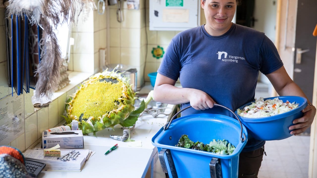 Nadine Lang hat für ihre Affen Obst und Gemüse in mundgerechte Stücke geschnitten.