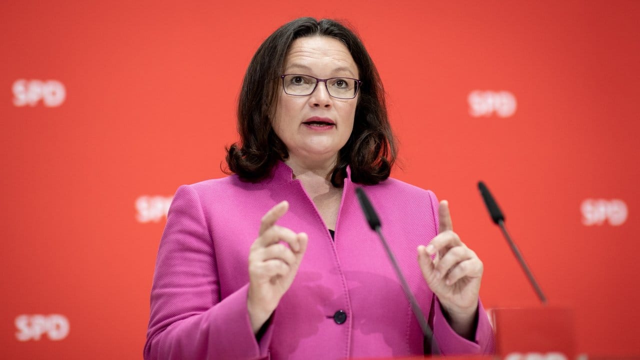 SPD-Parteichefin Andrea Nahles ist für die Abberufung von Verfassungsschutzpräsident Maaßen.