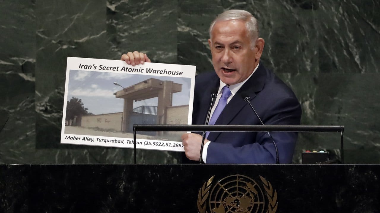Israels Ministerpräsident Benjamin Netanjahu erhebt bei seiner Rede vor der UN-Vollversammlung schwere Vorwürfe gegen den Iran.