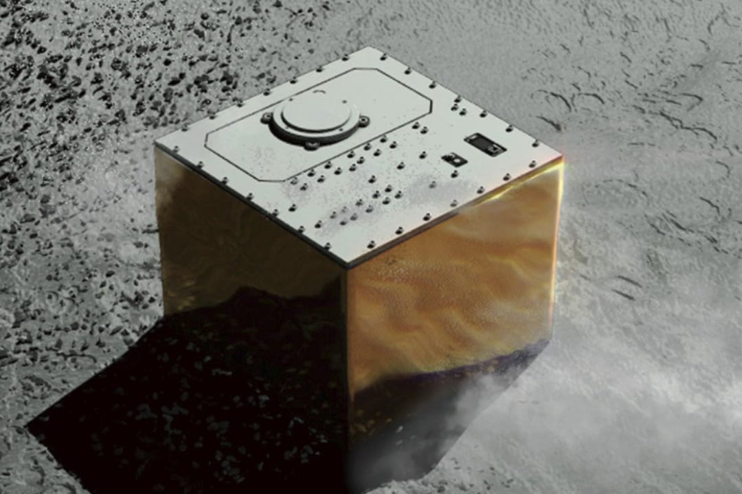 Von der japanischen Raumfahrtbehörde zur Verfügung gestellte Computergrafk: "Mascot" auf dem Asteroiden Ryugu.