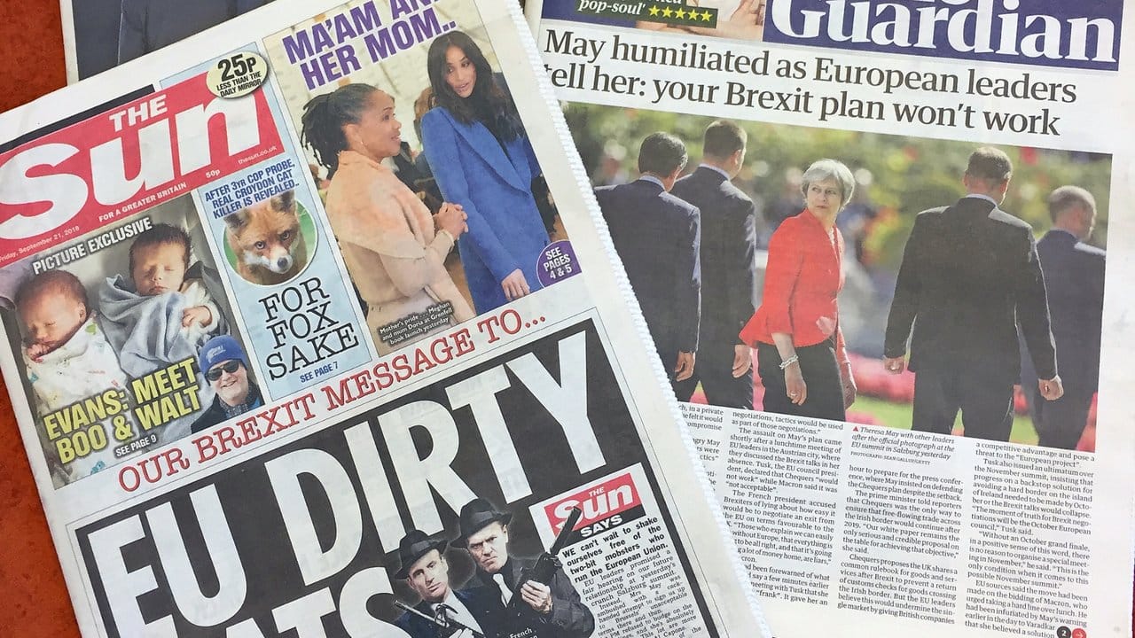 Britische Zeitungen reagierten teils heftig auf die Brexit-Beratungen in Salzburg vor rund zwei Wochen.