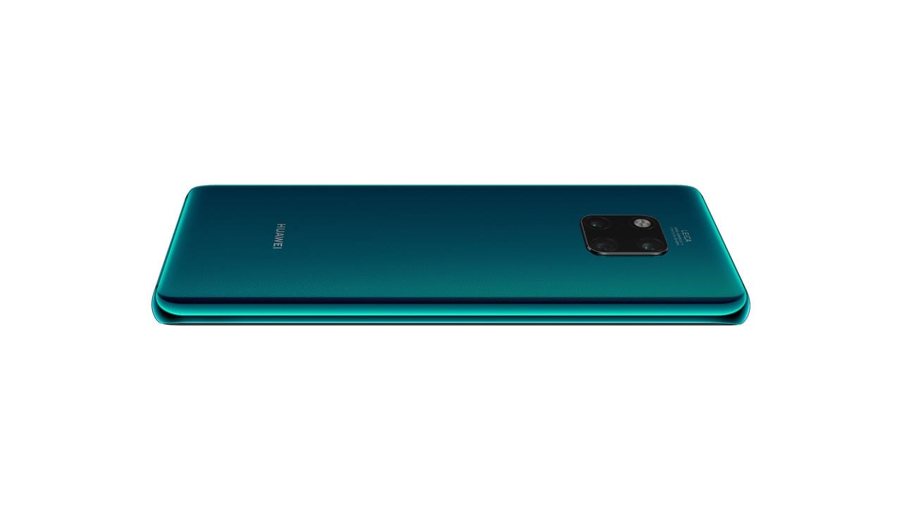 Das Huawei Mate 20 Pro in Grün - mit poliertem Metallrahmen und strukturierter Rückseite.