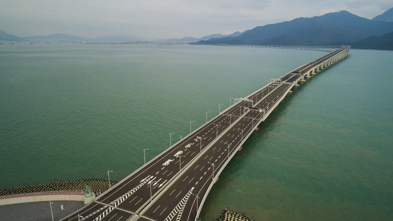 Das Luftbild zeigt den Hongkong-Abschnitt der Hong Kong-Zhuhai-Macao-Brücke.