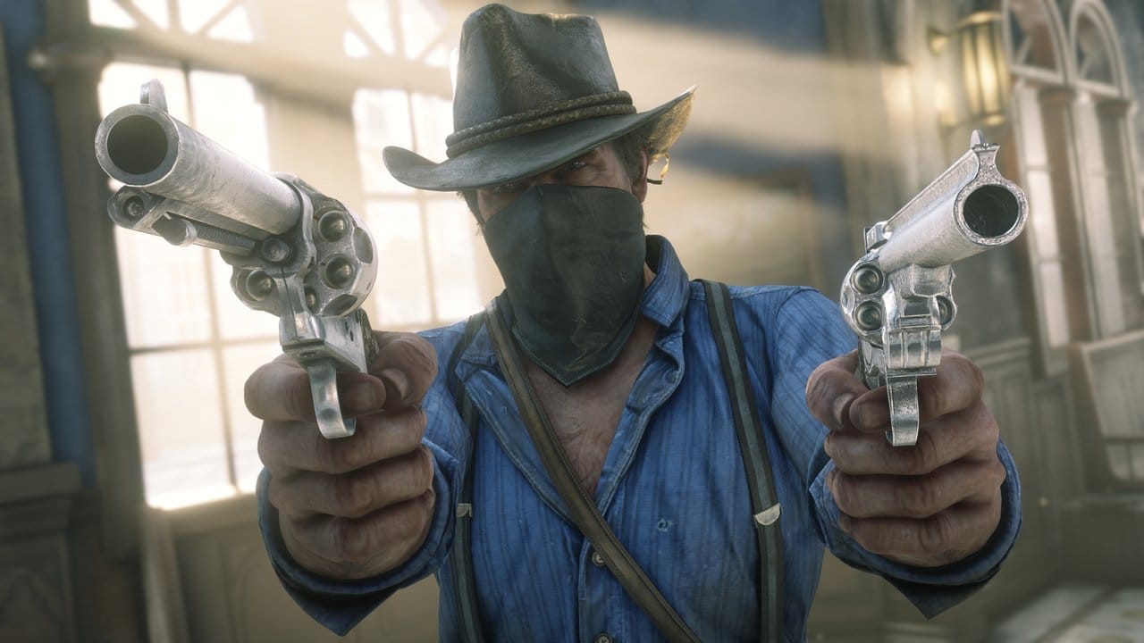 Her mit den Moneten! Gewalt ist bei "Red Dead Redemption 2" eher Alltag als Ausnahme, aber das Spiel bietet auch viele ruhige Momente. Her mit den Moneten! Gewalt ist bei "Red Dead Redemption 2" eher Alltag als Ausnahme, aber das Spiel bietet auch viele ruhige Momente.