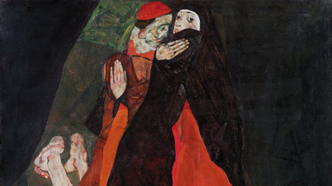 Egon Schiele, Der Kardinal und die Nonne (Liebkosung), 1912. Egon Schiele, Der Kardinal und die Nonne (Liebkosung), 1912.