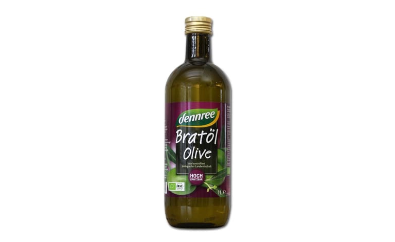 "Bratöl Olive" von Dennree: Das Öl wird mit "reinem Genuss" beworben. Dabei besteht das vermeintliche Olivenöl zur Hälfte aus weniger hochwertigem Sonnenblumenöl.