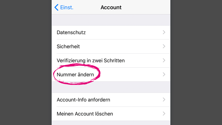 Im nächsten Schritt wählen Sie „Nummer ändern“ aus.
