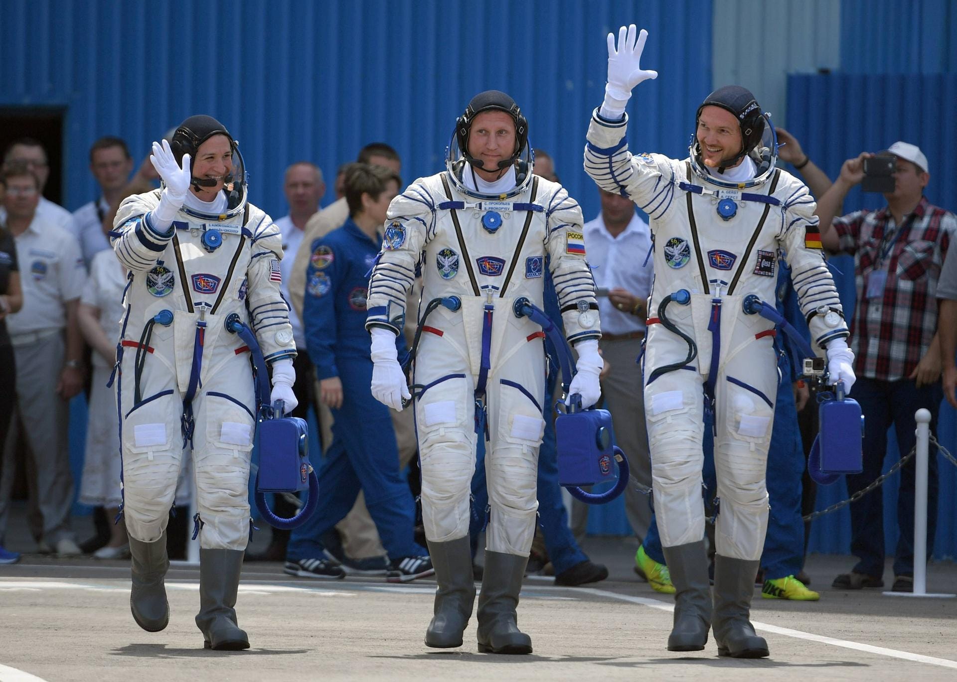 KYZYLORDA REGION KAZAKHSTAN JUNE 6 2018 ISS Expedition 56 57 prime crew members NASA astronaut