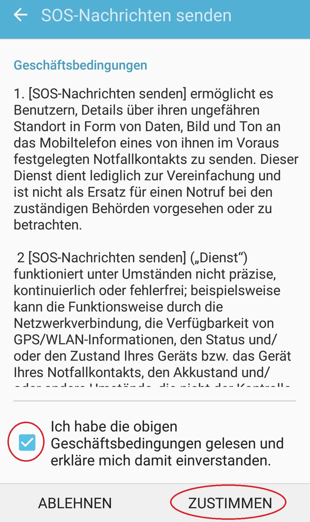 Um die Einstellung nutzen zu können, müssen Sie den Geschäftsbedingungen zustimmen.