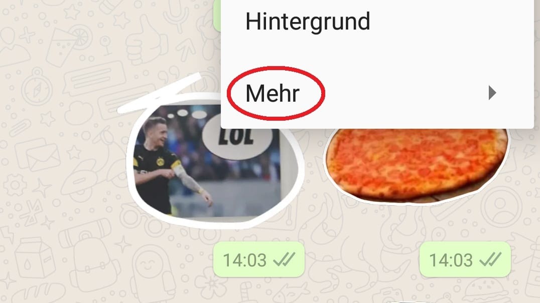 Wählen Sie hier "Mehr"...