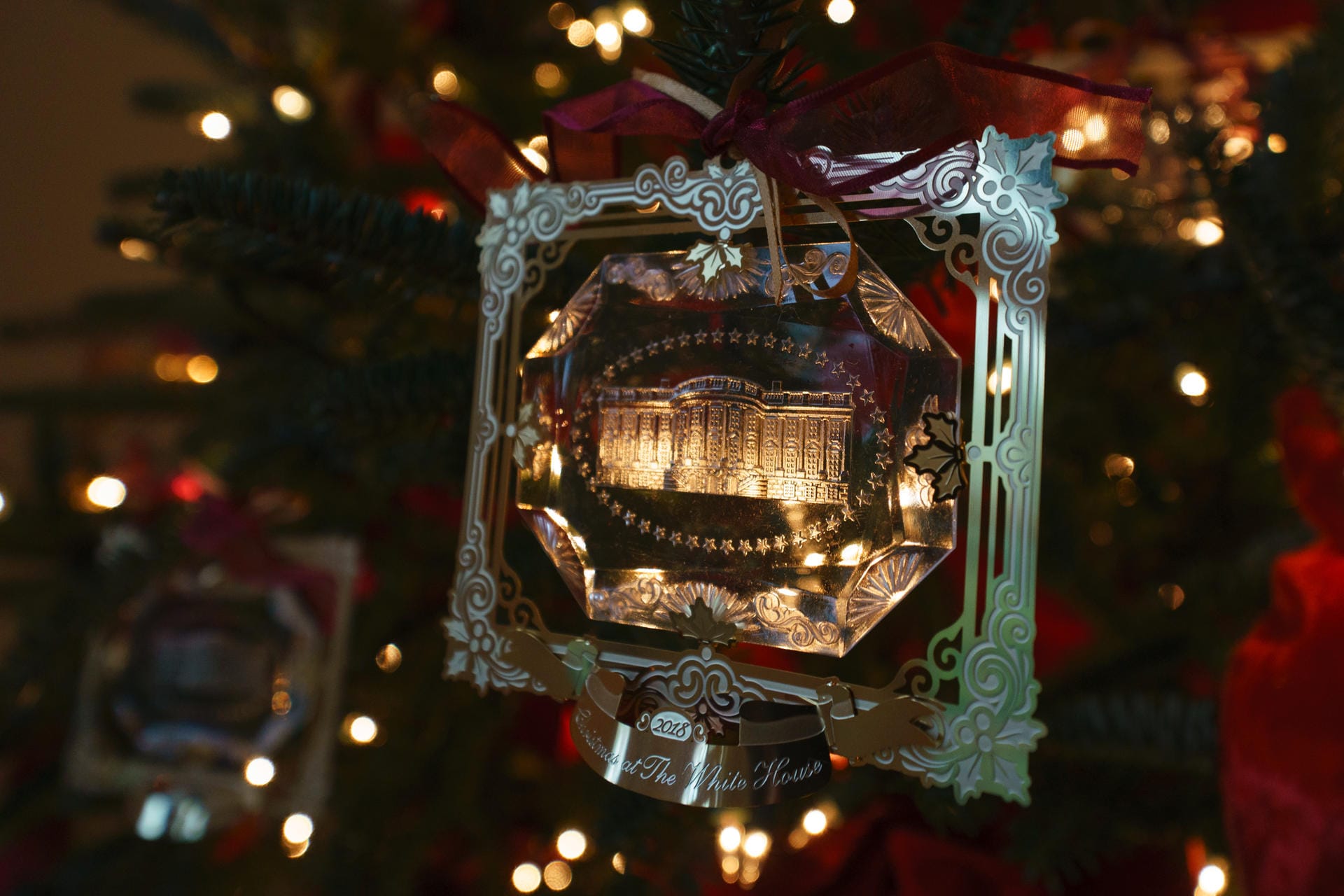 Der Weihnachtsschmuck 2018 der Präsidentenfamilie: Das Motto der Dekoration lautet in diesem Jahr "American Treasures" ("Amerikanische Schätze").