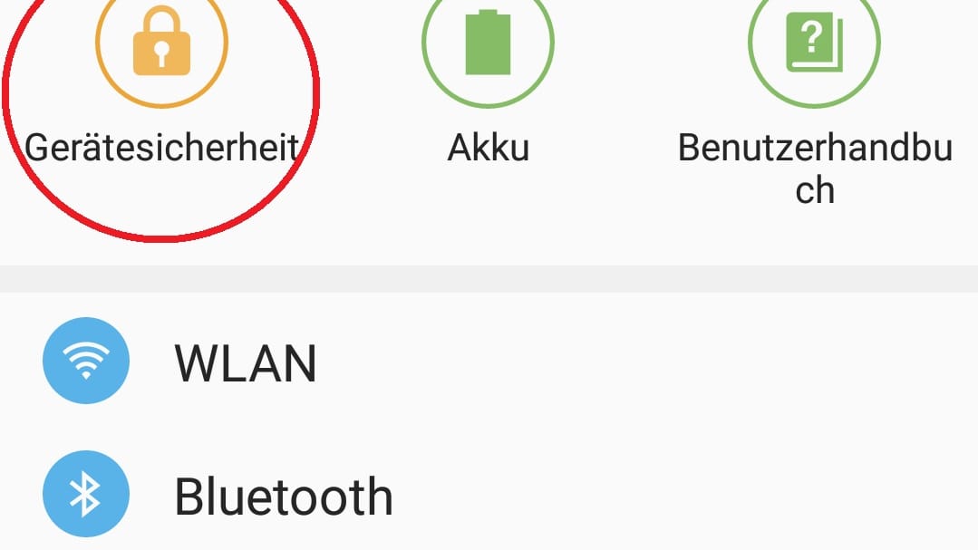 Suchen Sie als nächstes die Option "Gerätesicherheit". Alternativ können Sie die Einstellung auch mithilfe der Suche finden.