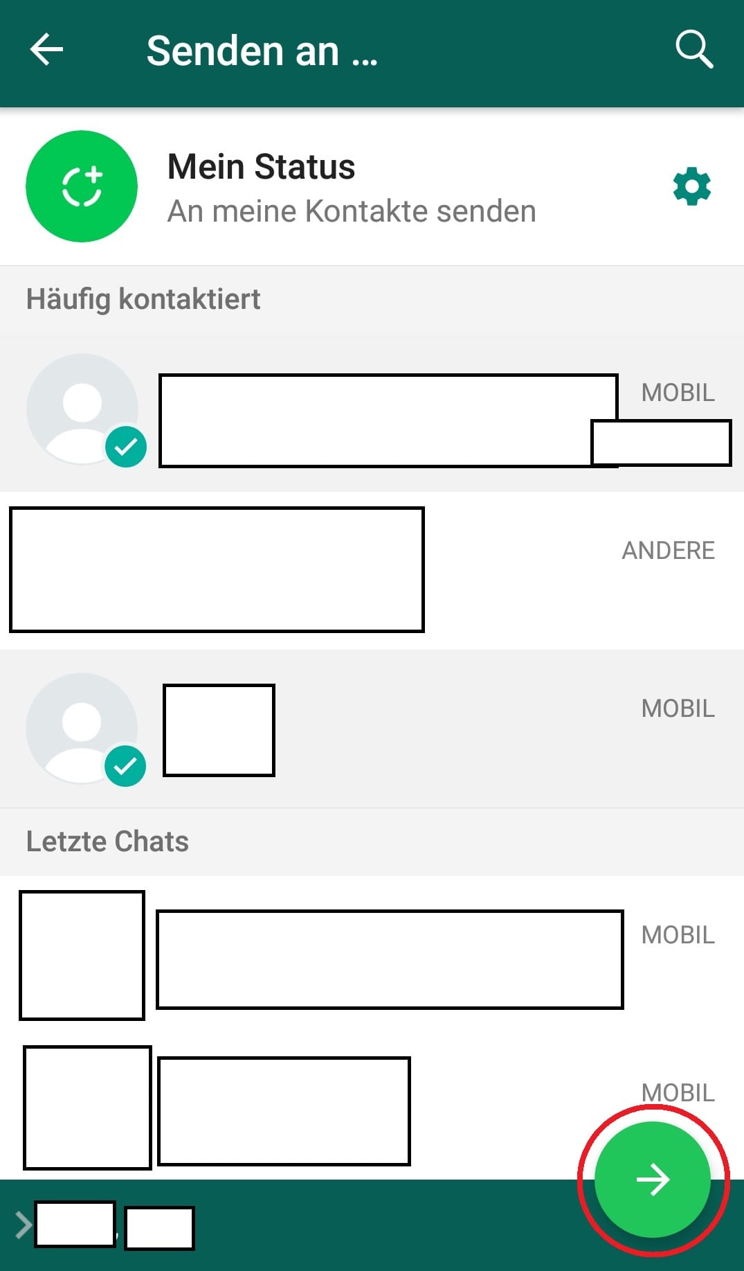 Klicken Sie auf den Senden-Button rechts unten.