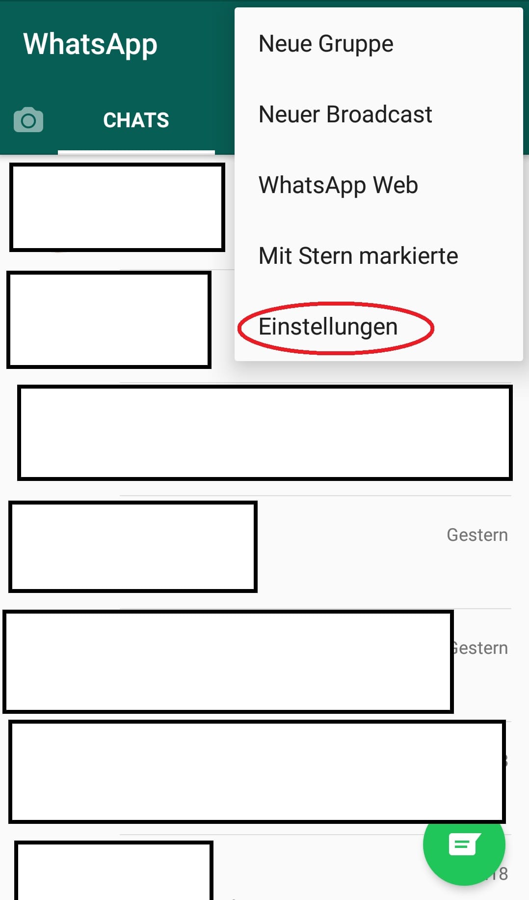 Als Nächstes wählen Sie "Einstellungen".