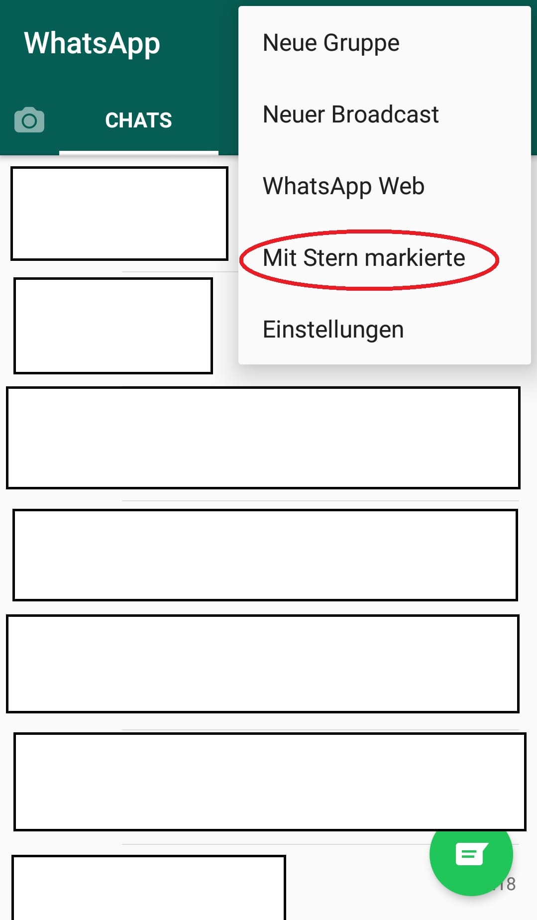 Unter dem Punkt "Mit Stern markierte" finden Sie die gespeicherten Nachrichten.