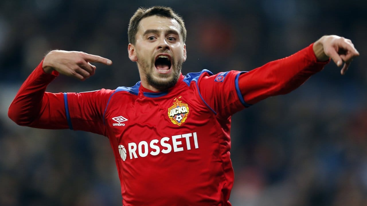 CSKA-Verteidiger Georgi Schennikov bejubelt seinen Treffer zum 0:2 gegen Real Madrid.
