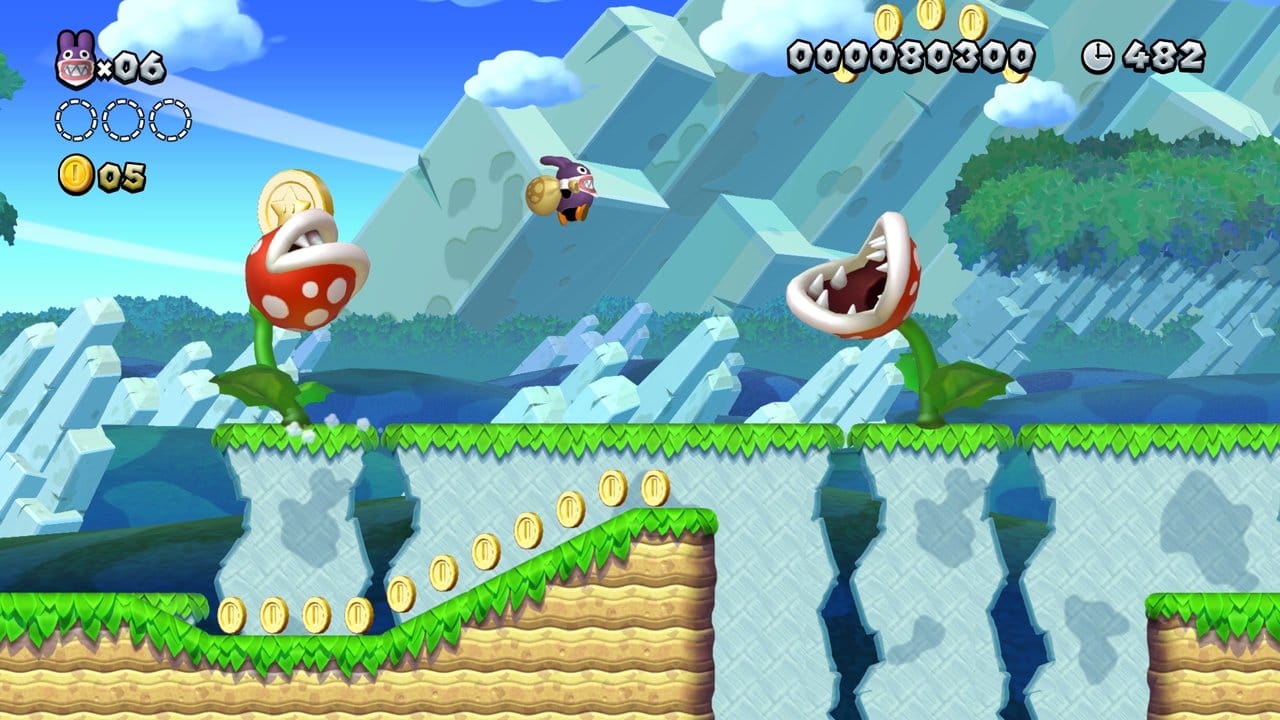 Auch das lilafarbene Kaninchen Mopsie gehört zu den spielbaren Figuren in "New Super Mario Bros.
