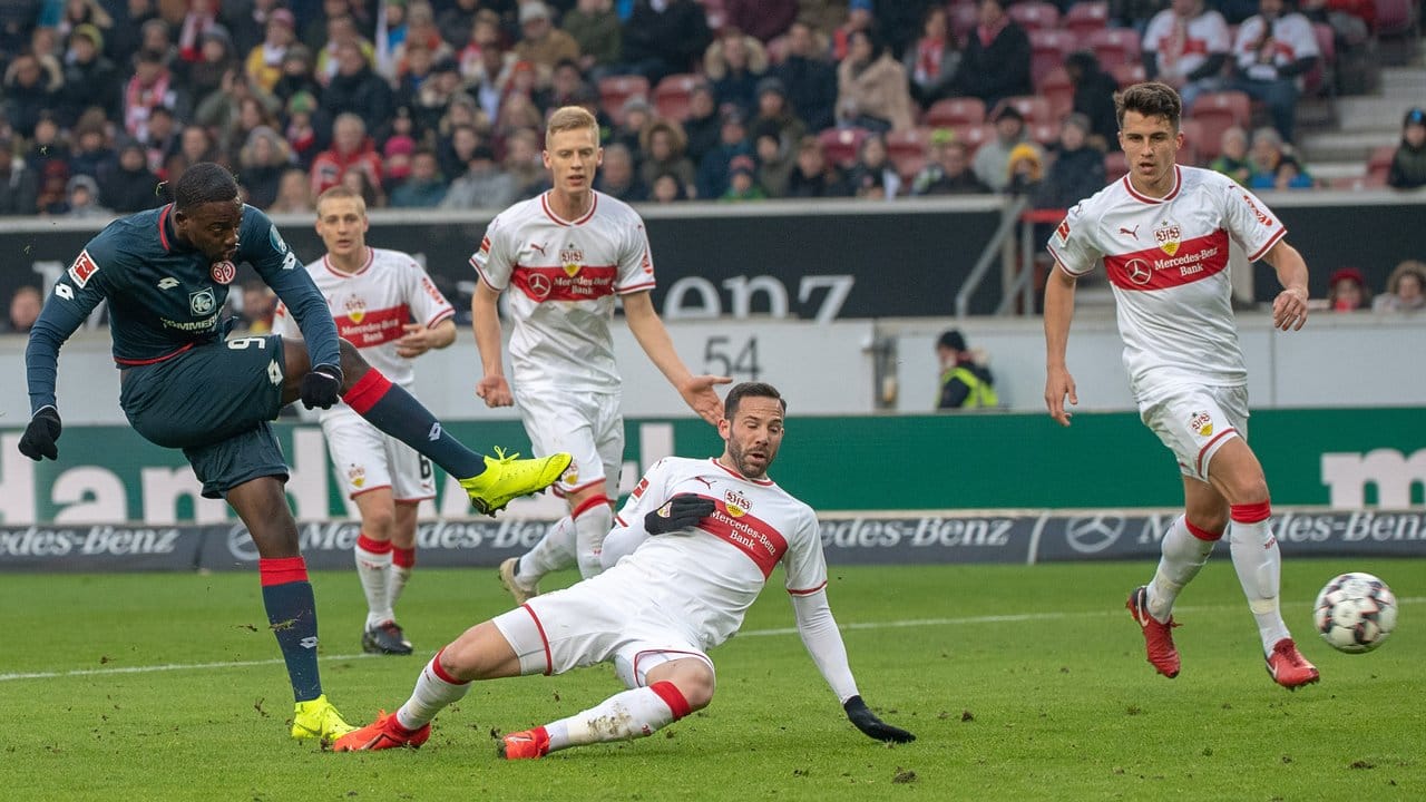 Jean-Philippe Mateta erzielte das 2:0 für Mainz gegen den VfB Stuttgart.