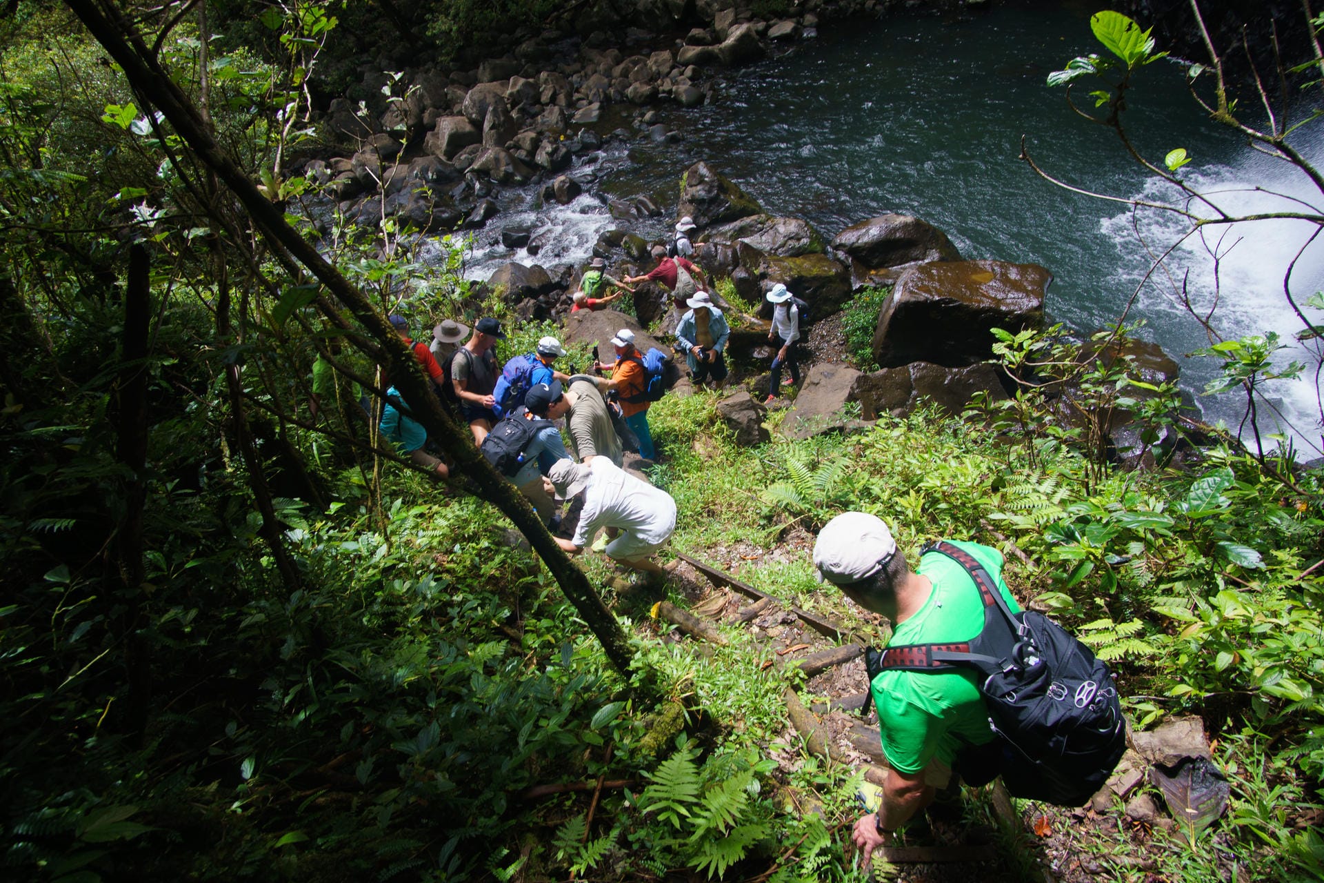 Wanderer: Auf Taveuni geht es über schlüpfrige Pfade zu Wasserfällen mitten im Dschungel – nicht immer ganz leicht.