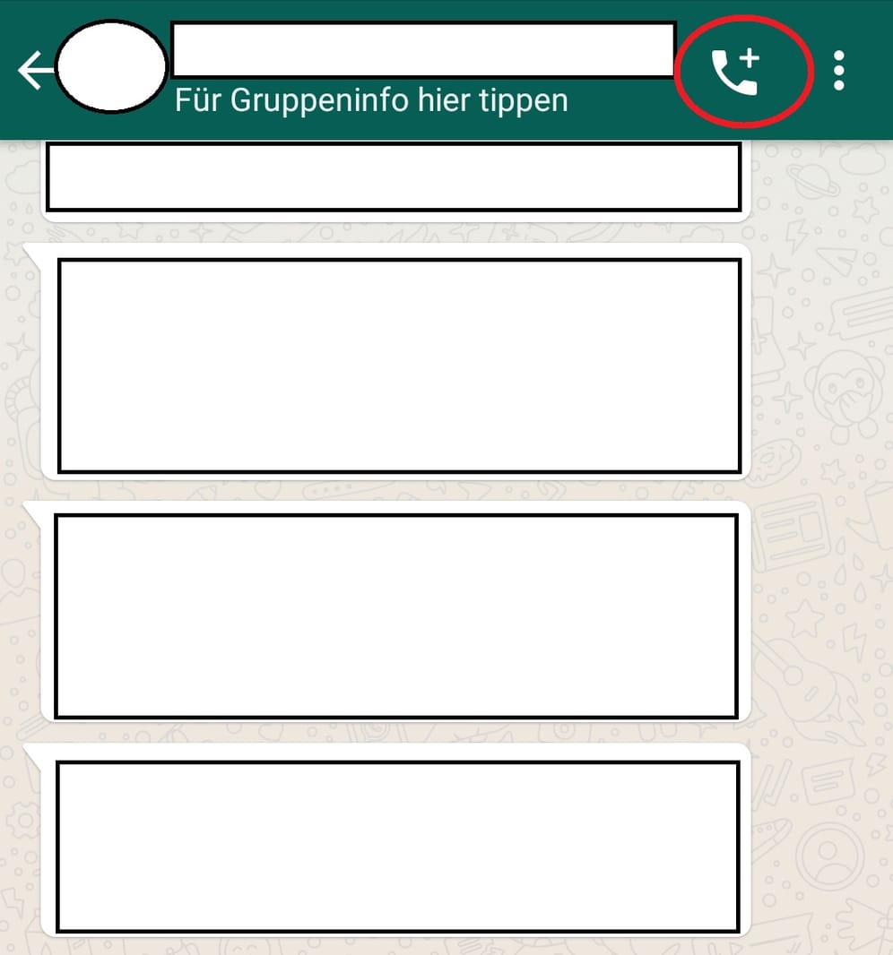 Alternativ können Sie auch in einer Gruppe oben rechts auf das Anrufsymbol klicken.