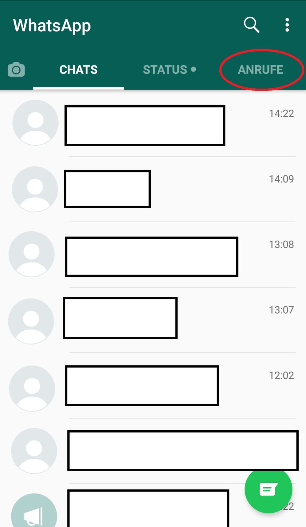 Um Gruppenanrufe zu starten, klicken Sie im allgemeinen Fenster auf "Anrufe".