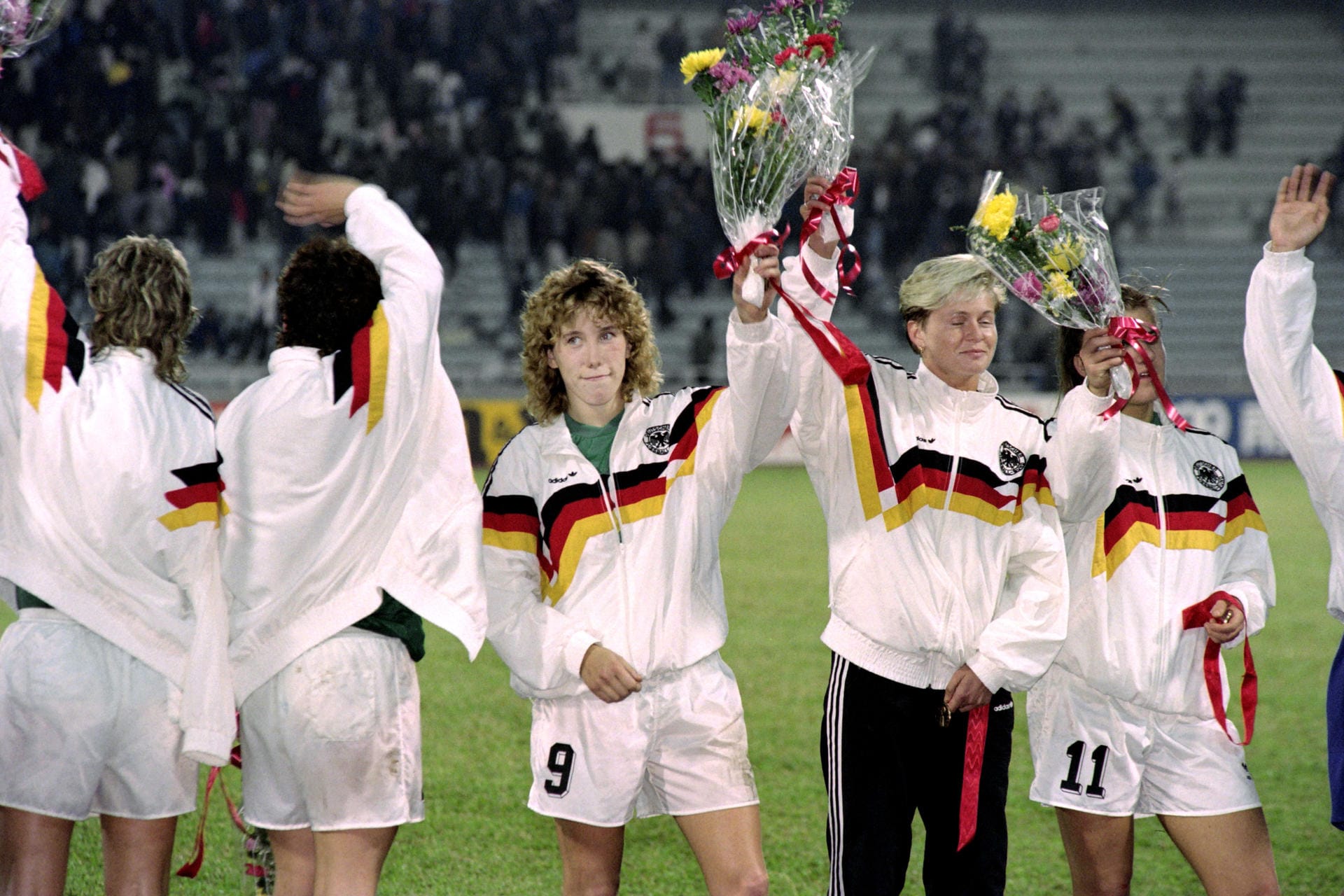 Bei der ersten Frauen-WM im Jahre 1991 war Heidi Mohr (mit der Nummer 9) mit dabei. Deutschland wurde Vierter, der Titel ging an die USA.