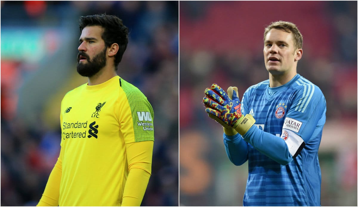 Liverpool-Torwart Alisson Becker ist wie Manuel Neuer auch für sein riskantes Spiel bekannt, bleibt in der Regel fehlerfrei. Bayern-Keeper Manuel Neuer feierte gegen Augsburg sein Comeback und musste zwei Mal hinter sich greifen. Auch wenn Neuer nichts für die Gegentore konnte: Von seiner Topform ist der 32-Jährige noch entfernt. 1:0 für Liverpool