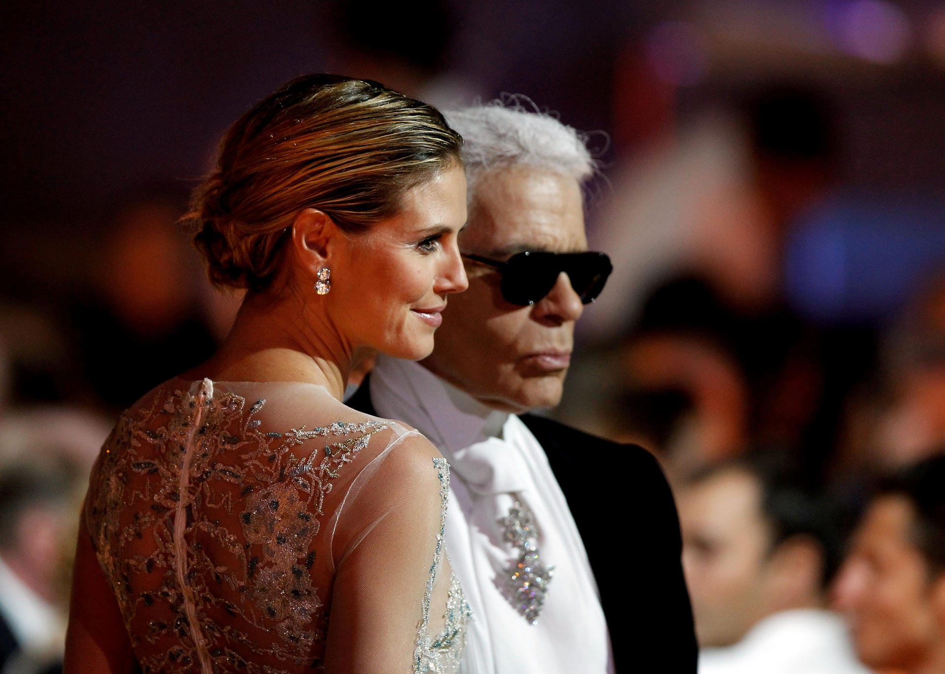 2012: Karl Lagerfeld an der Seite von Heidi Klum. Die GNTM-Chefin war lange Karls liebstes Lästeropfer.