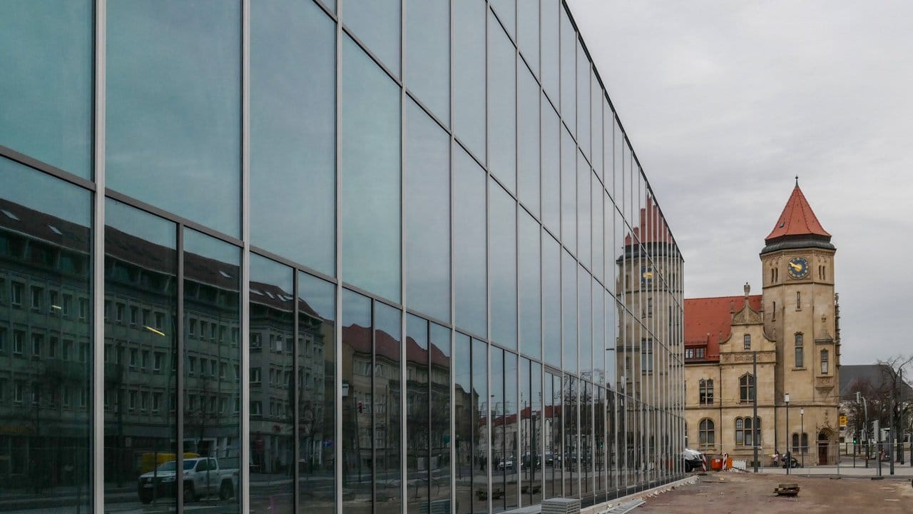 Der Rohbau des Bauhausmuseums in Dessau-Roßlau.