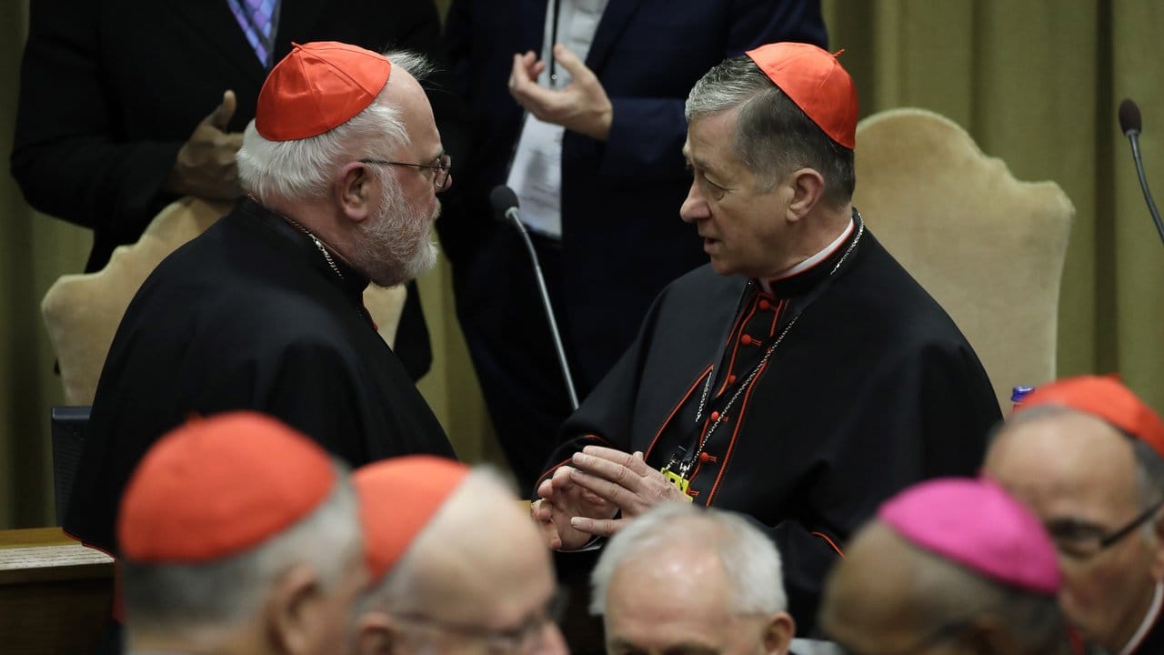 Kardinal Reinhard Marx (r) im Gespräch mit dem Chicagoer Erzbischof Blase J.